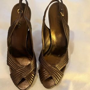 Gucci Bronze Leather Sandals